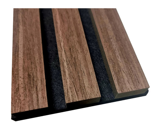 4 x 240x60cm Wooden Acoustic Wall Panels for Sound Absorption - Natural Wood Design with Black Foam Edge