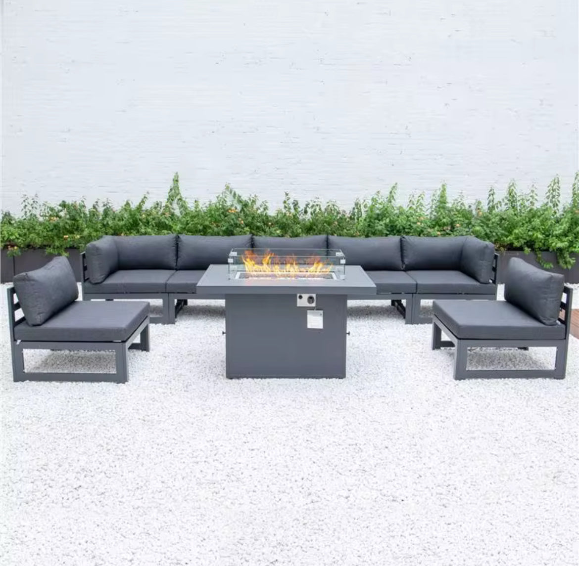 7 Seat Aluminium Set & Fire Pit Table