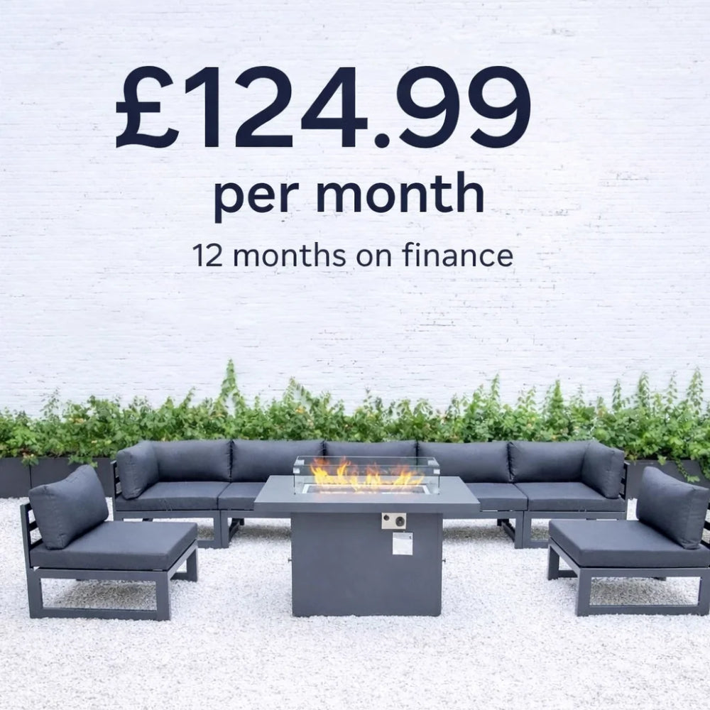 7 Seat Aluminium Set & Fire Pit Table