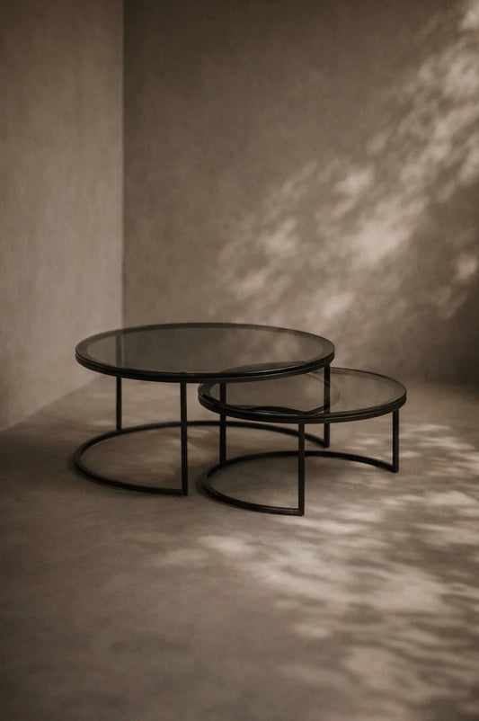 Wheel Coffee Table - Large - Glass
