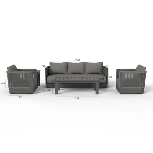 5 Seat Aluminium Rope Lounge Set