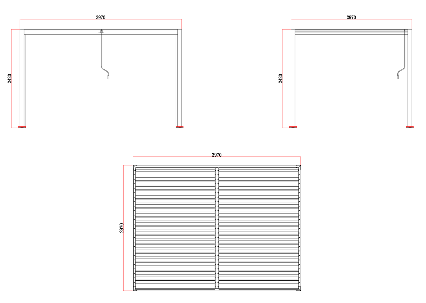 Rhea 4 x 3m Pergola - LED Included
