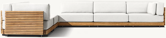 Cosmos Teak Modular L-Sectional with Coffee Table
