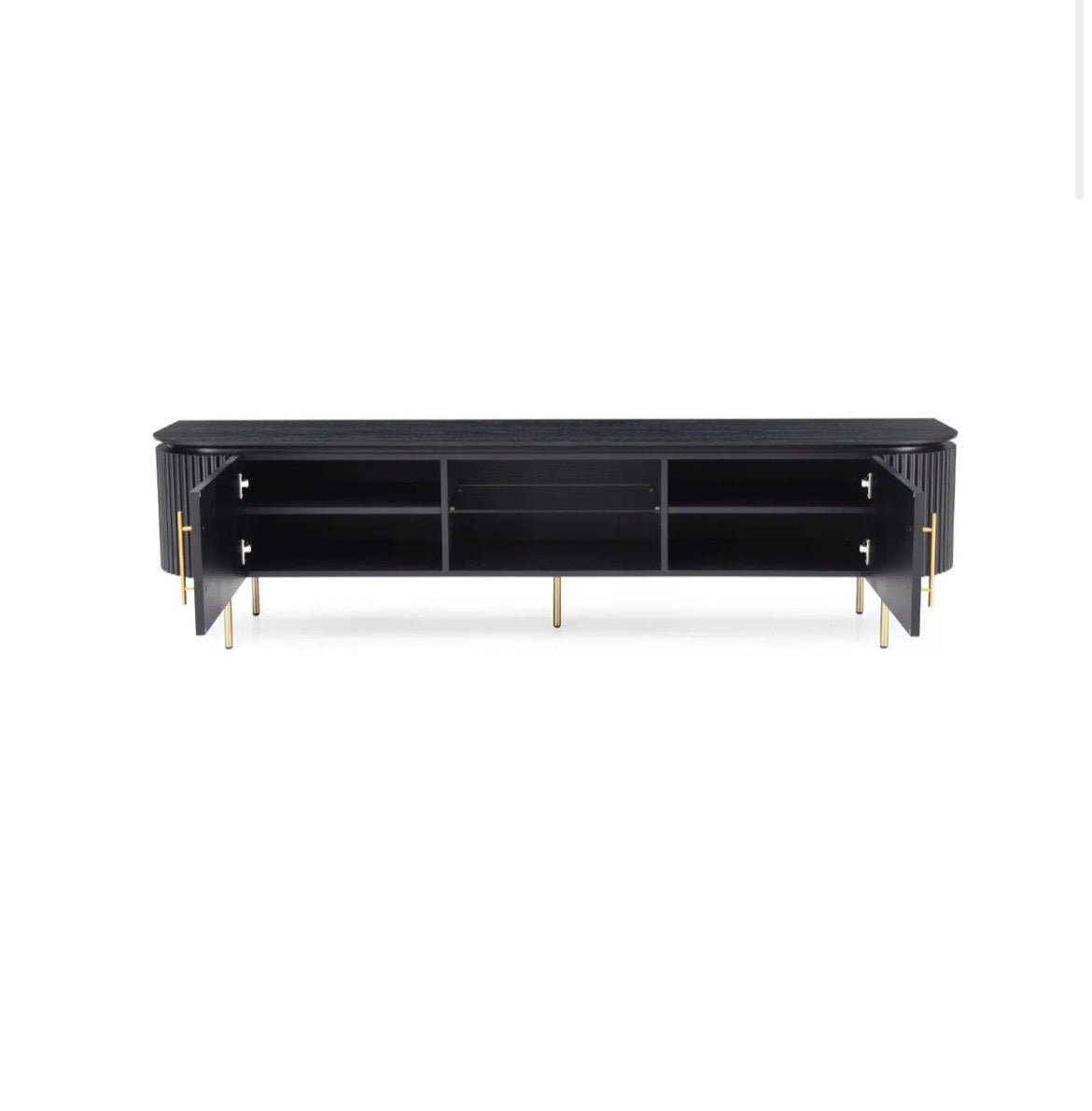 Lantine TV Unit - Black Oak & Brass