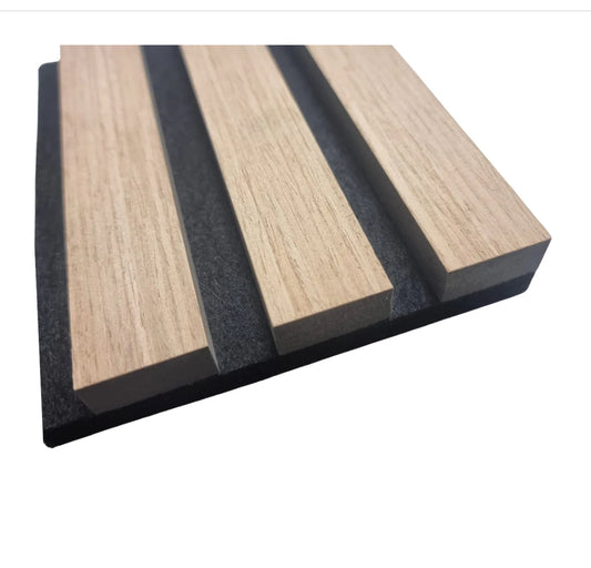 4 x 240x60cm Wooden Acoustic Wall Panels for Sound Absorption - Natural Wood Design with Black Foam Edge