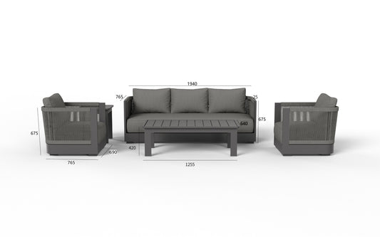 5 Seat Aluminium Rope Lounge Set