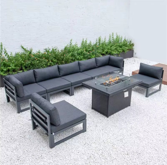 7 Seat Aluminium Set & Fire Pit Table