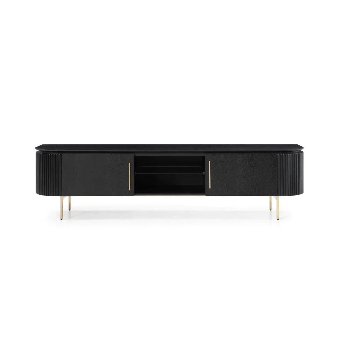 Lantine TV Unit - Black Oak & Brass