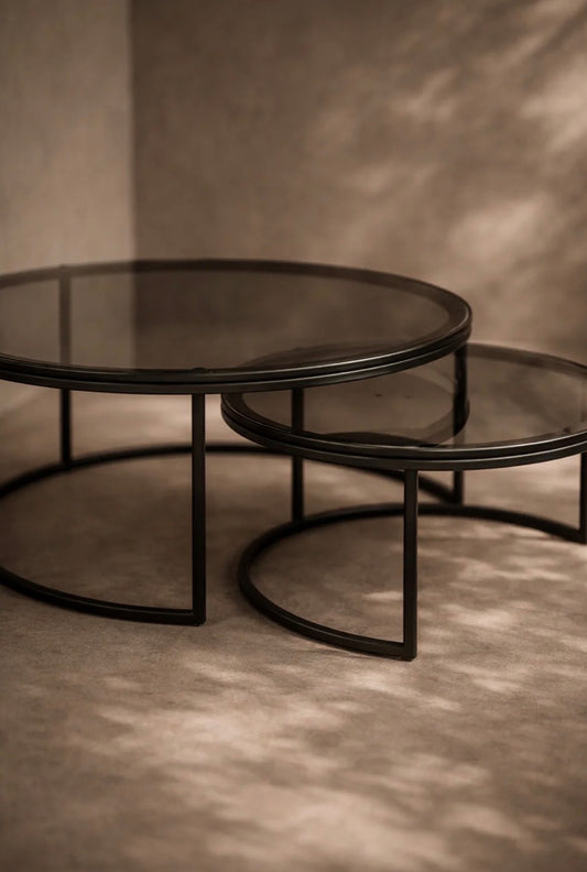 Wheel Coffee Table - Large - Glass