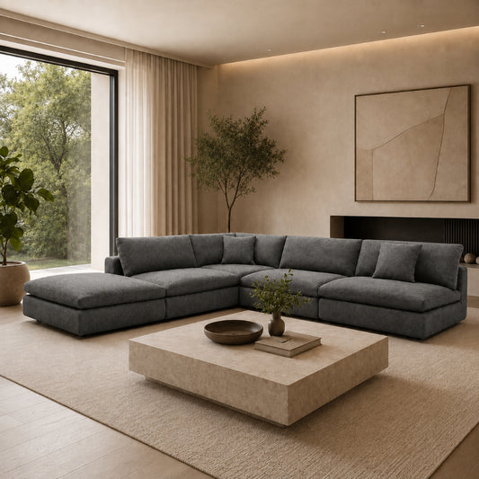 Blanco 5 Piece Modular Sofa - Charcoal