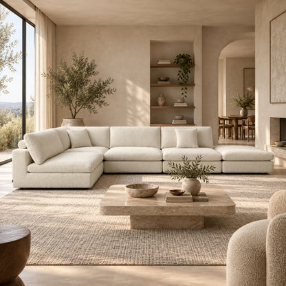 Blanco 5 Piece Modular Sofa - Chex Polar Bouclé