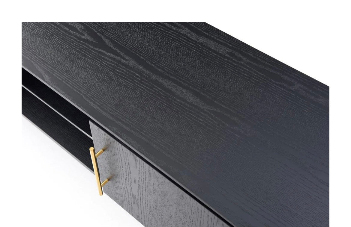 Lantine TV Unit - Black Oak & Brass