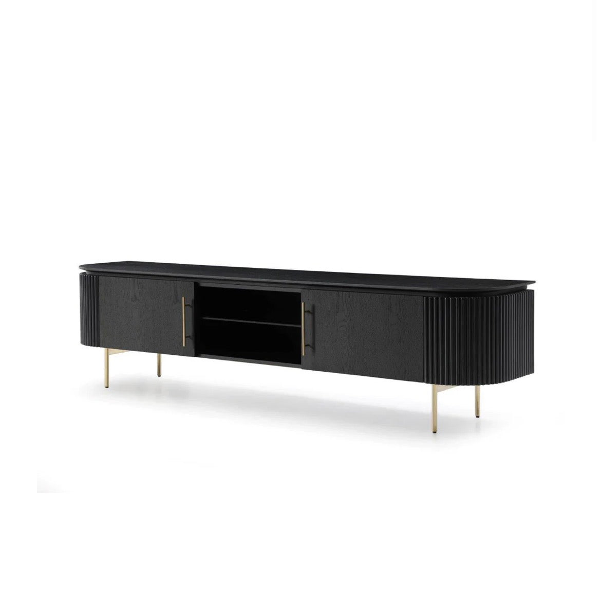Lantine TV Unit - Black Oak & Brass