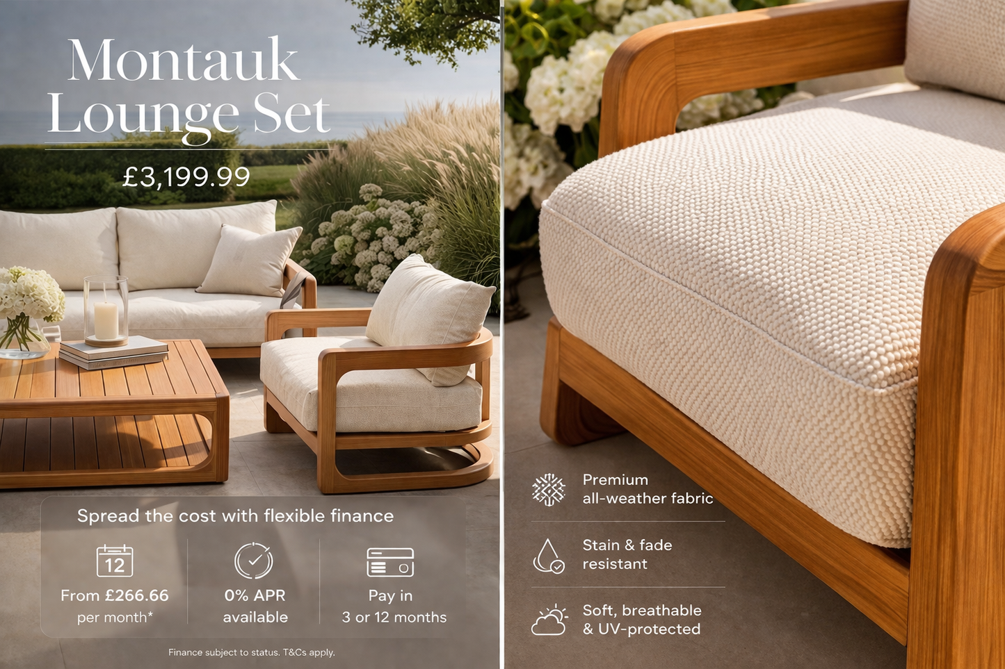 The Montauk Teak Lounge Sofa | Free Cover