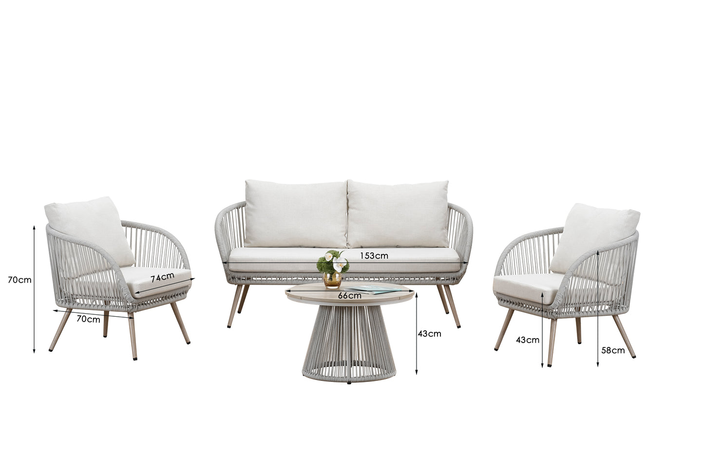 Cove Outdoor Dining Set - Natural - 4 Seater