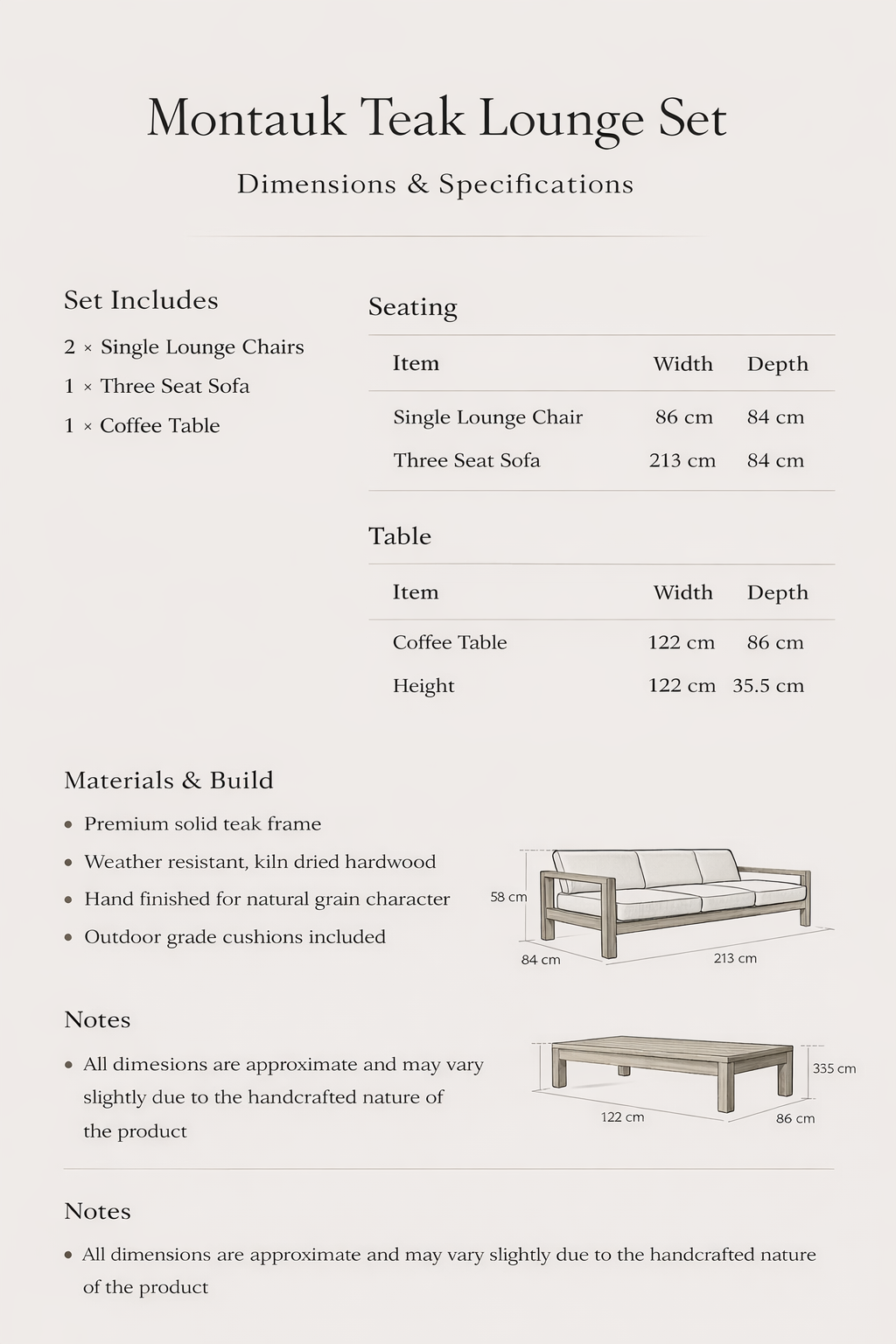 The Montauk Teak Lounge Sofa | Free Cover