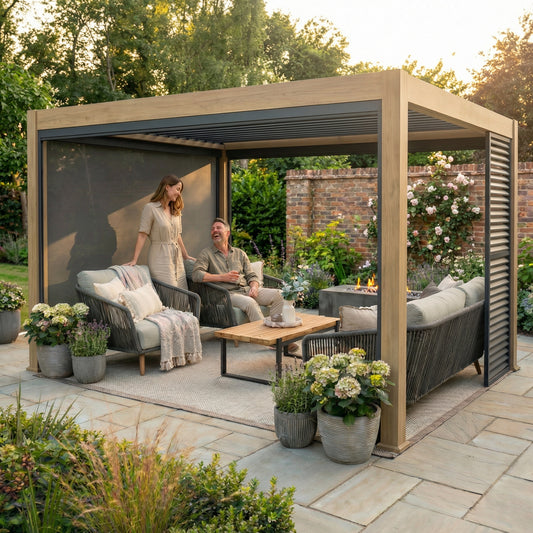 The Saturn Manual Pergola - Wood Effect - Low Stock